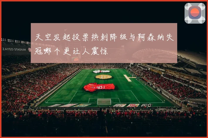 天空发起投票热刺降级与阿森纳失冠哪个更让人震惊
